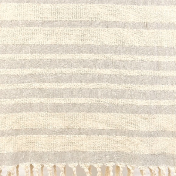 Organic Cotton Loom Weave Spa Bath Towel Gray Natural Stripe NEW Sensitive Skin - Picture 12 of 16